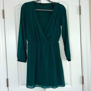 Express V-neck Mini Long Sleeve Dress